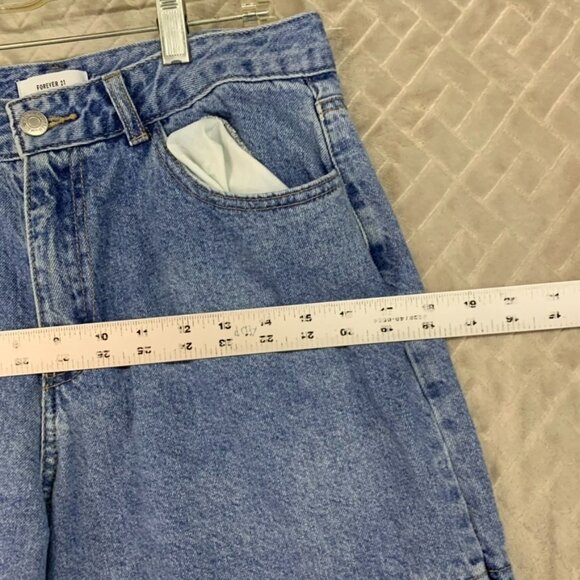 Forever 21 Womens 28 Denim Jeans Blue Wide Leg High Rise Light Wash Stretch - Picture 7 of 15